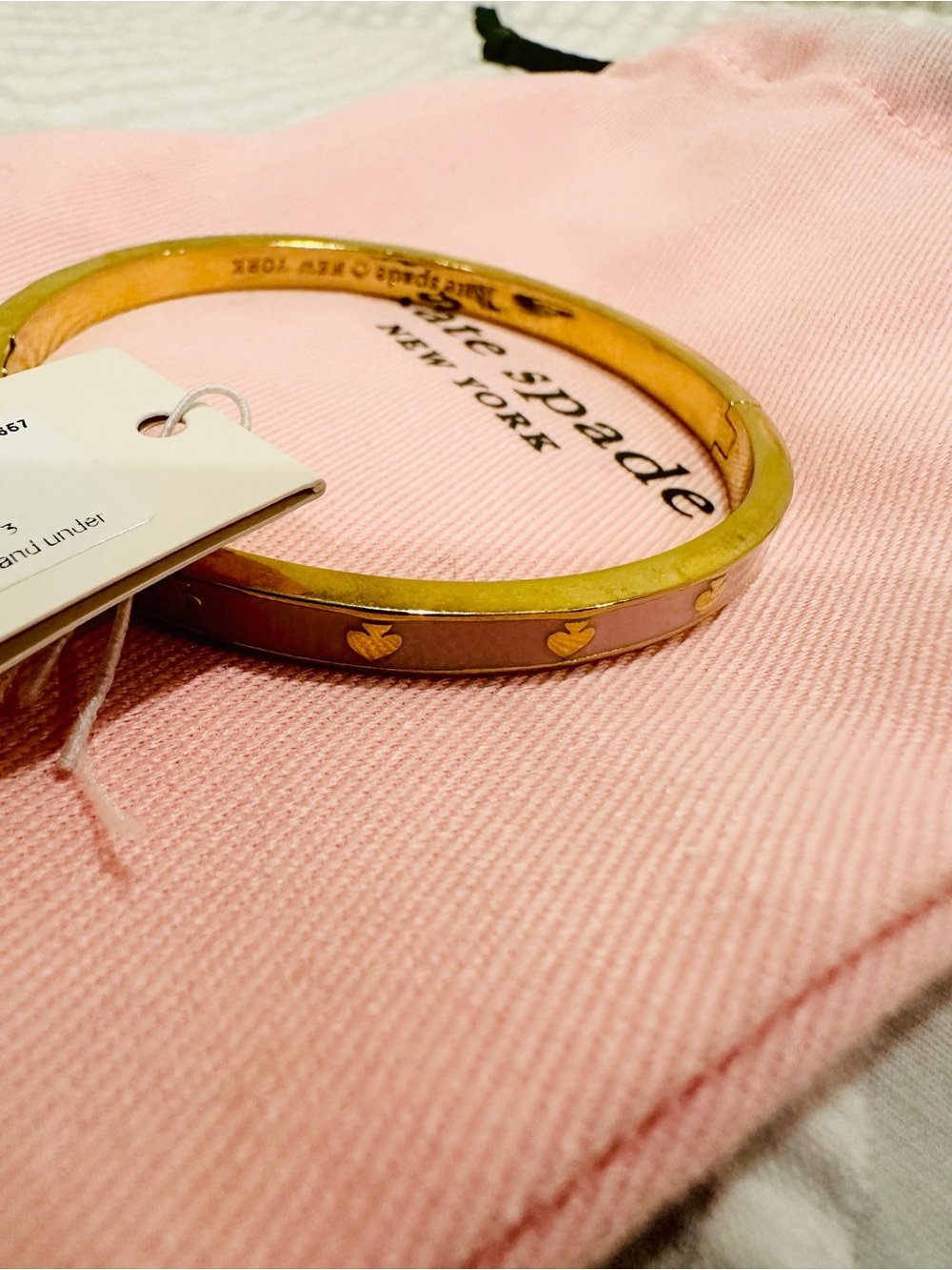 kate spade Light Pink and Gold Spade Accent Bangle - Picture 5 of 7
